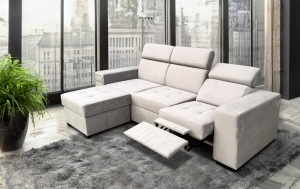 Sofa Lux Relax z regulowanymi zagłówkami + barek
